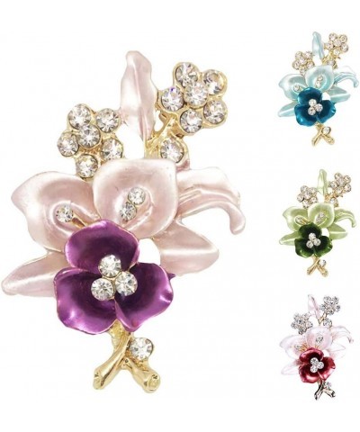 Brooch Pins for Women, Elegant Rhinestone Flower Enamel Brooch Pin Cardigan Scarf Corsage Jewelry (Purple) $6.59 Brooches & Pins