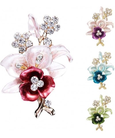 Brooch Pins for Women, Elegant Rhinestone Flower Enamel Brooch Pin Cardigan Scarf Corsage Jewelry (Purple) $6.59 Brooches & Pins