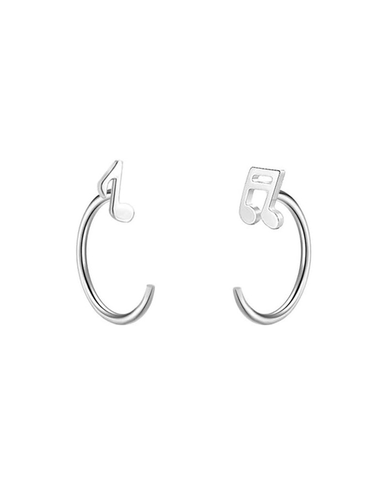 Asymmetric Music Note Half Hoop Earrings S925 Sterling Silver Minimalist Simple Cartilage Ear Cuffs Earring Hoops Studs Pierc...