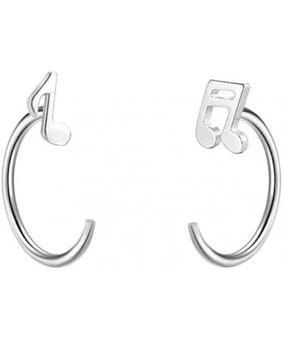 Asymmetric Music Note Half Hoop Earrings S925 Sterling Silver Minimalist Simple Cartilage Ear Cuffs Earring Hoops Studs Pierc...