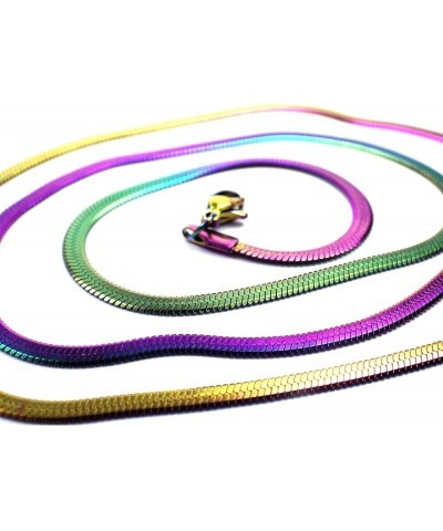 Rainbow Herringbone Chain Womens 316L Surgical Stainless Steel Necklace 3mm Wide 16-24-IN Long 20-inch length $9.90 Necklaces