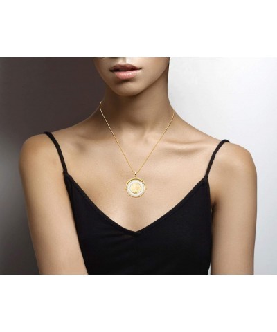 18K Gold Over 925 Sterling Silver Italian Genuine 500-Lira Reversible Flip Coin Pendant Chain Necklace for Women, Chain Medal...