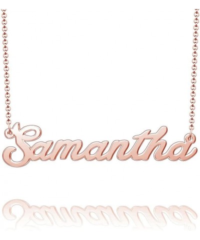 Name Necklace Personalized Nameplate Name Tag Necklace Stainless Steel-Silver/Gold/Rose Gold Plated Rose Gold Samantha $9.17 ...