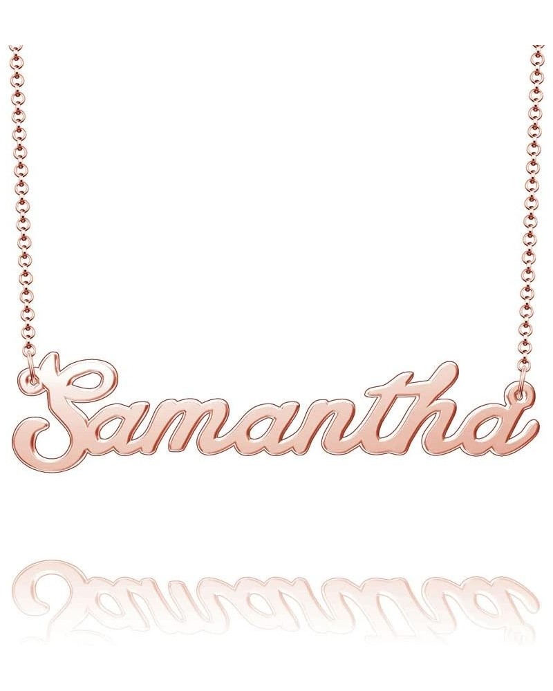 Name Necklace Personalized Nameplate Name Tag Necklace Stainless Steel-Silver/Gold/Rose Gold Plated Rose Gold Samantha $9.17 ...