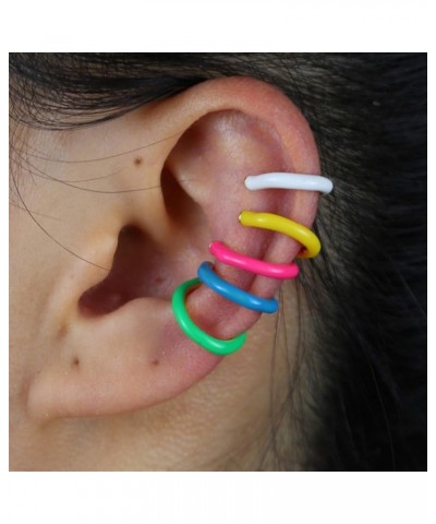 Fashion Neon Enamel Jewelry No Piercing Round Circle No Piercing Colorful Ear Cuff Neon Clip On Earrings Simple Blue $3.85 Ea...