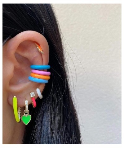 Fashion Neon Enamel Jewelry No Piercing Round Circle No Piercing Colorful Ear Cuff Neon Clip On Earrings Simple Blue $3.85 Ea...