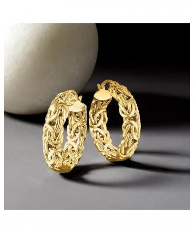 18kt Gold Over Sterling Small Byzantine Hoop Earrings $31.82 Earrings