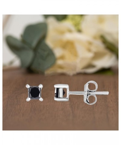 Princess Cut Black Diamond Stud Earrings for Men 925 Sterling Silver Tiny Goth Studs 0.38 $33.45 Earrings