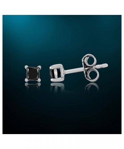 Princess Cut Black Diamond Stud Earrings for Men 925 Sterling Silver Tiny Goth Studs 0.38 $33.45 Earrings