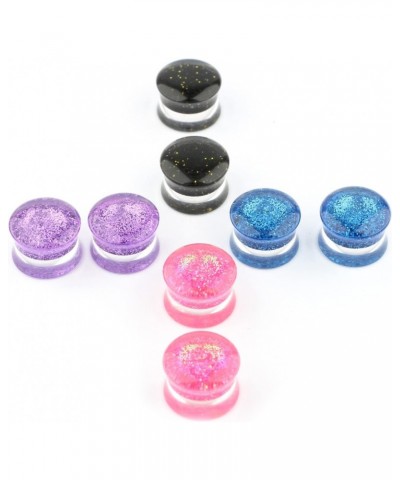 6mm-20mm 8pcs Clear Pink Purple Blue Black Acrylic Glitter Double Flare Saddle Ear Gauges Plugs Expander $10.68 Body Jewelry