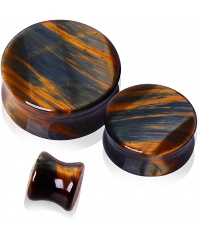 Pair of Natural Blue Tiger Eye Stone Saddle Plug Double Flare Ear Lobe Plugs 13/16 (20mm) $12.53 Body Jewelry