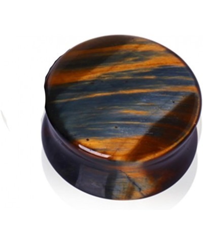 Pair of Natural Blue Tiger Eye Stone Saddle Plug Double Flare Ear Lobe Plugs 13/16 (20mm) $12.53 Body Jewelry