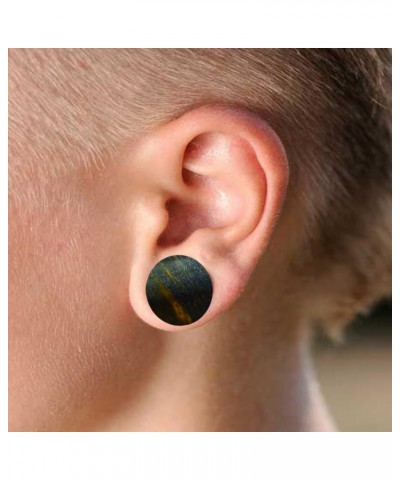 Pair of Natural Blue Tiger Eye Stone Saddle Plug Double Flare Ear Lobe Plugs 13/16 (20mm) $12.53 Body Jewelry