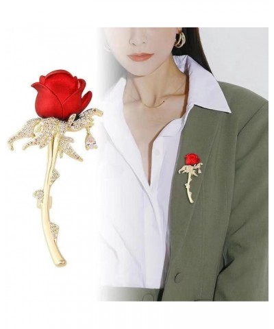 Rose Rhinestone Brooch Pins for Women Men Crystal Rhinestone Rose Brooch Pin Flower Bouquet Brooches Lapel Brooches Fashion B...