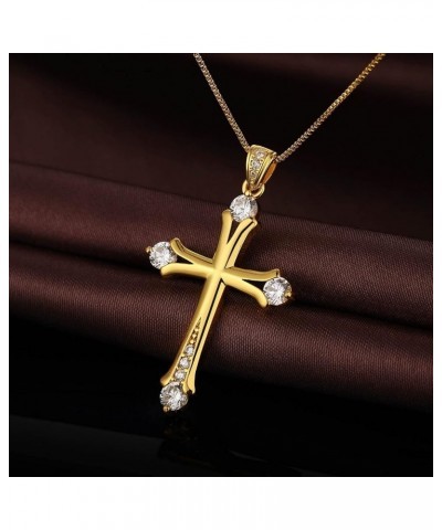 Cross Pendant Necklace for Women,14K Gold Plated 316L Stainless Steel Jesus Christ Cross Pendant Necklace,Necklaces Gift for ...