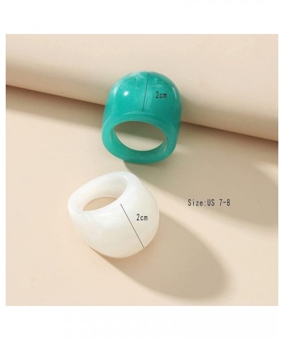 2PCS Trendy Acrylic Chunky Wide Band Rings Set for Women Girls Resin Statement Rings Set Lightweight Vintage Exaggerated Ring...