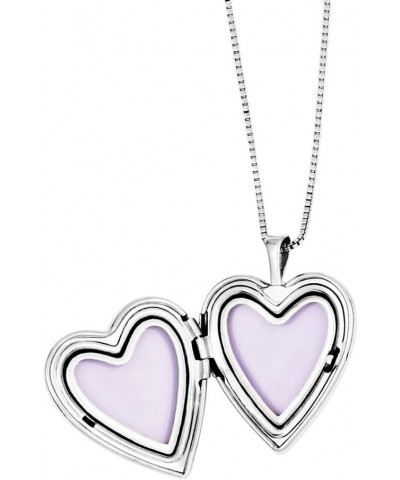 925 Sterling Silver Rhodium-Plated Polished and Satin Butterfly Heart Locket Necklace and 14in Pendant Necklace Set for Women...