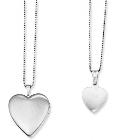 925 Sterling Silver Rhodium-Plated Polished and Satin Butterfly Heart Locket Necklace and 14in Pendant Necklace Set for Women...