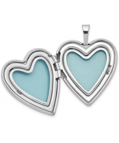 925 Sterling Silver Rhodium-Plated Polished and Satin Butterfly Heart Locket Necklace and 14in Pendant Necklace Set for Women...