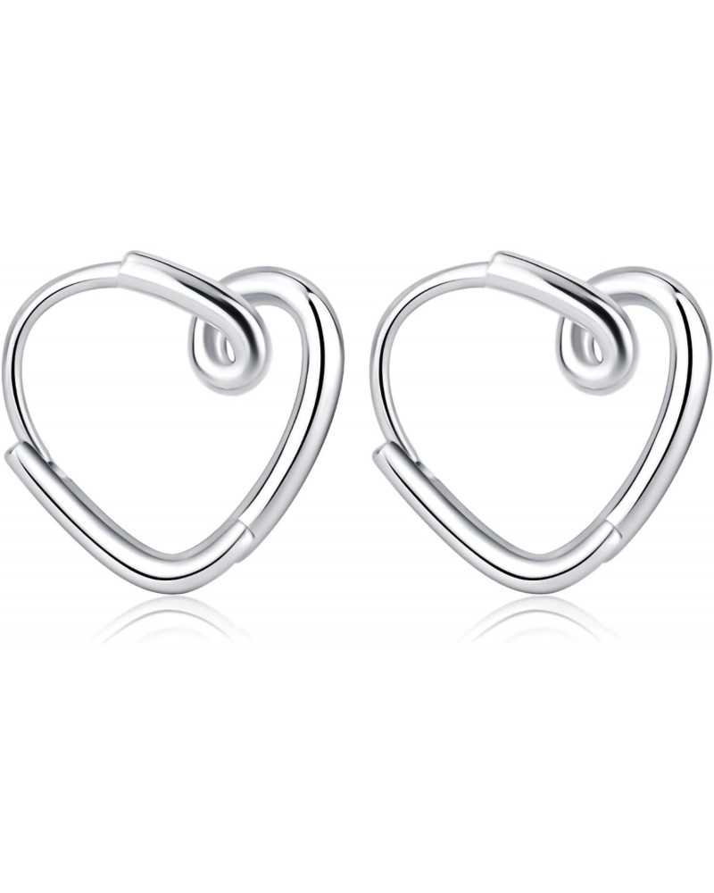 Sterling Silver Heart Huggie Earrings For Women | Sliver Heart Hoop Earrings | Heart Cartilage Hoops For Girls $6.83 Earrings