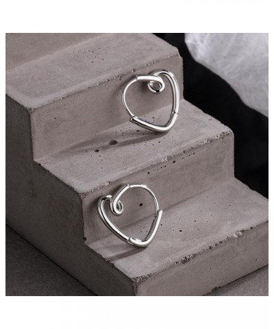 Sterling Silver Heart Huggie Earrings For Women | Sliver Heart Hoop Earrings | Heart Cartilage Hoops For Girls $6.83 Earrings