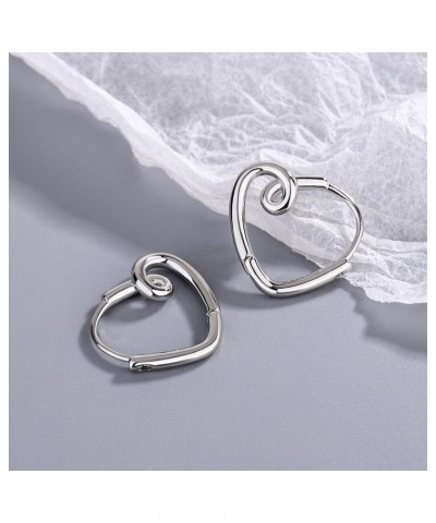 Sterling Silver Heart Huggie Earrings For Women | Sliver Heart Hoop Earrings | Heart Cartilage Hoops For Girls $6.83 Earrings