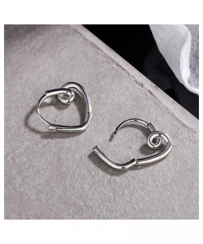 Sterling Silver Heart Huggie Earrings For Women | Sliver Heart Hoop Earrings | Heart Cartilage Hoops For Girls $6.83 Earrings