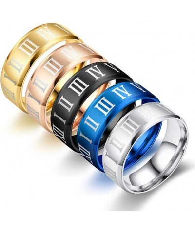 Unisex Stainless Steel Jewelry 8MM Classic Roman Numerals Couple Ring Wedding Band Black $6.99 Rings