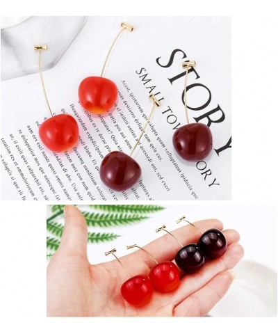 Valentine's Day Gifts for Her 18K Gold Cherry Stud Earrings for Women Girl Girlfriend Wife Family Large Red $8.69 Earrings