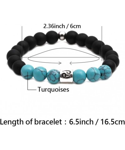 Men Women 12 Zodiac Birthday Sign Turquoise Bracelet Elastic Stretch Beaded Blessing Bracelet Constellations Bracelet Cancer:...