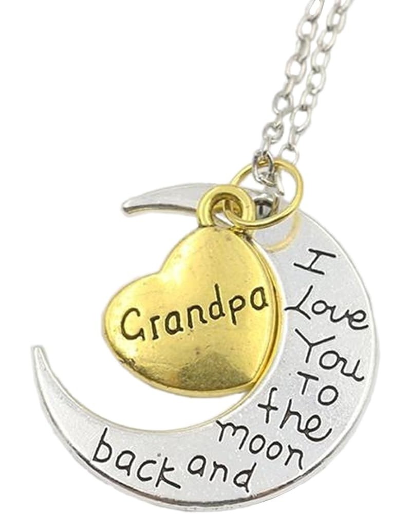 I Love You To The Moon and Back Family Collection Silver-and-Gold Chain Pendant Necklace Grandpa $7.64 Others