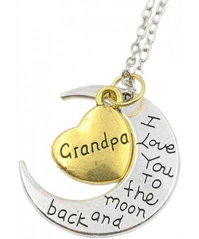 I Love You To The Moon and Back Family Collection Silver-and-Gold Chain Pendant Necklace Grandpa $7.64 Others