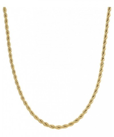 Rope Chain Necklace, 18k Gold Plated over Stainless Steel For Men & Women, 3mm +1mm Width, Length 14"&16"+2 Gold $10.20 Neckl...