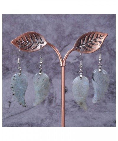 Gemstone Crystal Healing Reiki Chakra Handmade Angel Wing Dangle Earrings Labradorite $8.84 Earrings