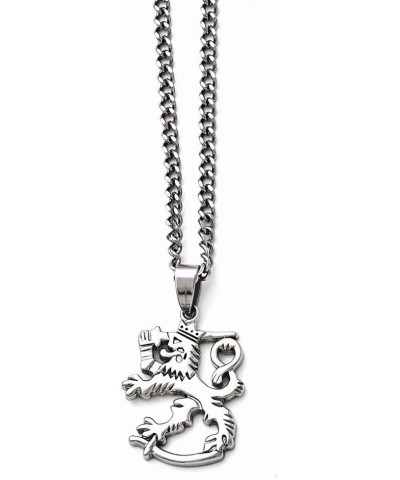 Solid Stainless Steel Lion 2in Extension Pendant Necklace Charm Chain - with Secure Lobster Lock Clasp 18.0 Inches $22.95 Pen...