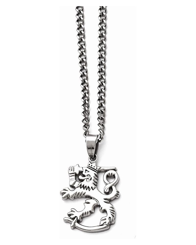 Solid Stainless Steel Lion 2in Extension Pendant Necklace Charm Chain - with Secure Lobster Lock Clasp 18.0 Inches $22.95 Pen...