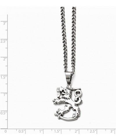 Solid Stainless Steel Lion 2in Extension Pendant Necklace Charm Chain - with Secure Lobster Lock Clasp 18.0 Inches $22.95 Pen...