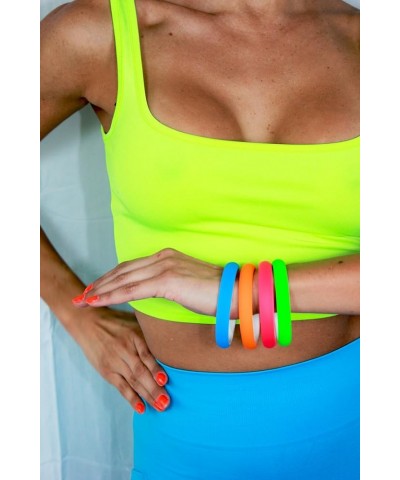 4 Pack Thin 1/2 Inch Fluorescent Bright Neon Colored Matt Finish 80s Style Bangle Bracelets 4 Pack Neon Blue $9.69 Bracelets