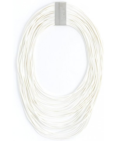 Multi Strand Statement Bib Necklace with Magnetic Clasp for Women White $30.73 Necklaces