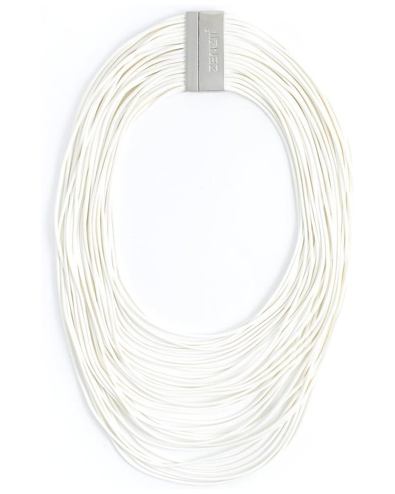 Multi Strand Statement Bib Necklace with Magnetic Clasp for Women White $30.73 Necklaces