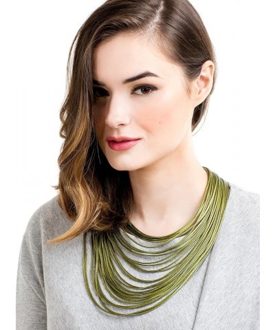 Multi Strand Statement Bib Necklace with Magnetic Clasp for Women White $30.73 Necklaces