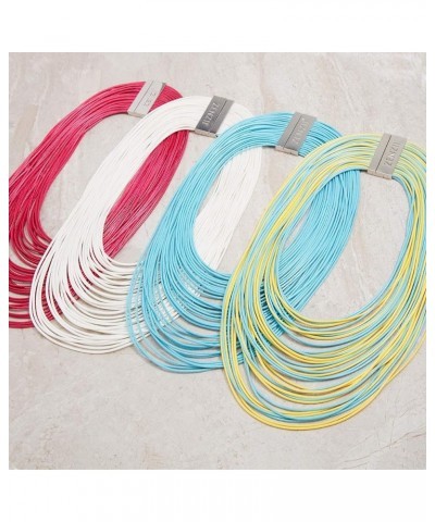 Multi Strand Statement Bib Necklace with Magnetic Clasp for Women White $30.73 Necklaces