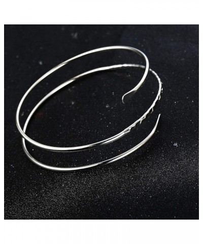 3-6PCS Minimalist Coil Upper Armband Adjustable Cuff Armlet Arm Cuff Bracelet Filigree Swirl A:Silver tone $9.51 Bracelets