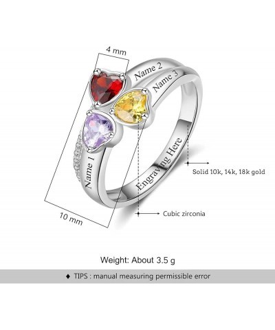 BETHZA 10K 14K 18K Gold Personalized Birthstones for Women Customized Name Ring with 2-3 Stones Family Jewelry Gifts For Mom ...