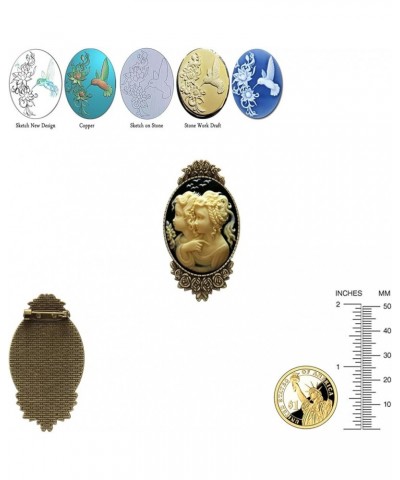 Cameo Style Brooch Pin Rose Decor Antique Brass Fashion Jewelry Pouch for Gift Twin sisters $9.44 Brooches & Pins