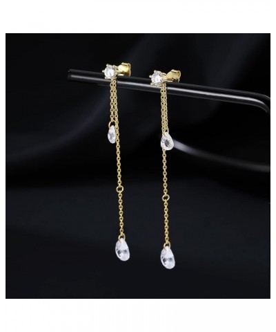 925 Sterling Silver CZ Droplet Dangle Earrings Chain for Women Teen Girls Teardrop Dangling Earrings Tassel Sparkling CZ Stud...