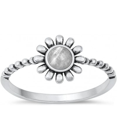 CLOSEOUT WAREHOUSE 925 Sterling Silver Beaded Sunflower Ring Moonstone $10.08 Rings