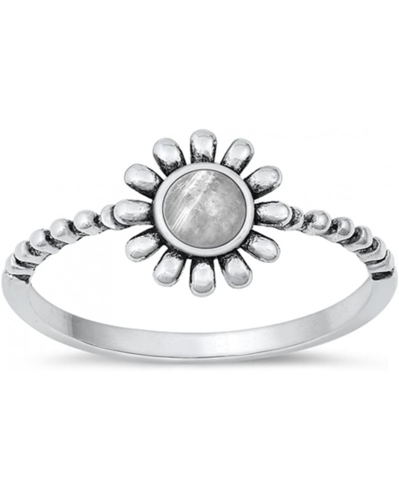 CLOSEOUT WAREHOUSE 925 Sterling Silver Beaded Sunflower Ring Moonstone $10.08 Rings