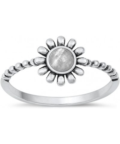 CLOSEOUT WAREHOUSE 925 Sterling Silver Beaded Sunflower Ring Moonstone $10.08 Rings