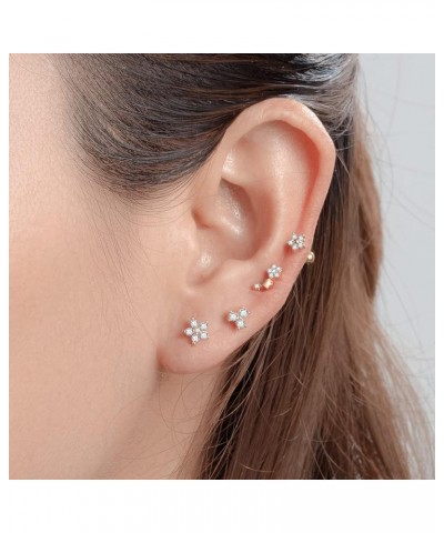 4pcs mix sterling silver 925 cartilage earring flower gold $12.38 Body Jewelry